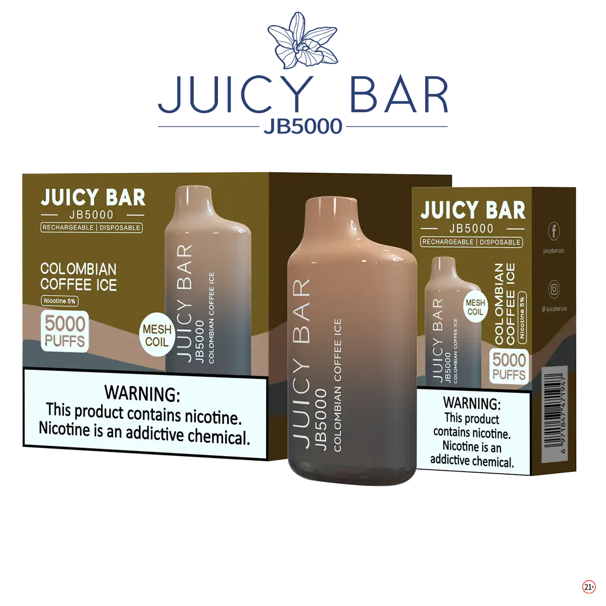 Juicy Bar Colombian Coffee Ice Disposable Vape